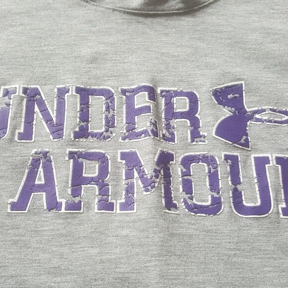 Under Armour Heat Gear Gray & Purple Short Sleeve Tshirt Size Medium - Picture 3 of 5